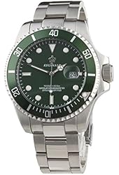 Fanmis Green Dial Rotatable Bezel Sapphire Glass Luminous Hand Quartz Mens Womens Stainless Steel Watches