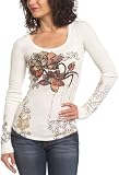 Lucky Brand Women's Tatto Flowers Thermal Top,Turtledove,Small