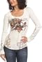 Lucky Brand Women's Tatto Flowers Thermal Top,Turtledove,Large