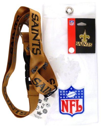 New Orleans Saints Lanyard with Ticket Holder and Logo Pin