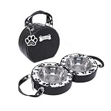 Pet Supplies : mudpie Pet Debossed Black Travel Kit with Feeding Bowls