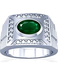 18K White Gold Oval Cut Emerald Solitaire Ring