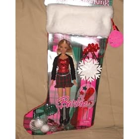 Barbie 2007 Holiday Stocking Set - Barbie Doll in Christmas Outfit with Pendant