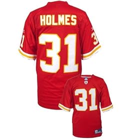 Reebok NFL Equipment Kansas City Chiefs #31 Priest Holmes Red Premier Tackle Twill Football Jersey