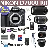 REFURBISHED Nikon D7000 Digital Camera + Nikon 18-55mm VR Lens + Nikon 70-300mm Lens + .40x Wide Angle Fisheye Lens + 650-1300mm Zoom Lens + 500mm Mirror Lens + 2x T-Mount Telephoto Lens + 3 Year Celltime Warranty