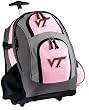 Virginia Tech Rolling Backpack Deluxe Pink Hokies - Backpacks Bags with Wheels or School Trolley Carry-On Bags - Unique Wheeled Gifts for Girls Ladies- CUTE!