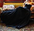 Black Beauty Silk Taffeta Evening Gown Dress