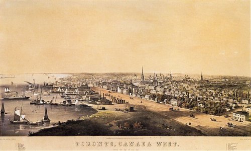 BIRDS EYE VIEW TORONTO CANADA WEST MAP LARGE VINTAGE POSTER REPRO