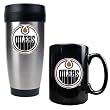 Edmonton Oilers NHL Stainless Steel Travel Tumbler & Black Ceramic Mug Set - Primary Logo by Great American Products