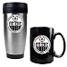 Edmonton Oilers Stainless Steel Travel Tumbler & Black Ceramic Mug Set - Primary Logo NHL Hockey