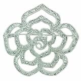 Sterling Silver Designer Simulated Diamond cz Filigree Rose Pin