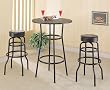 3 Piece Black Bar Table Set By Coaster Furniture
