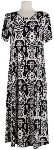 Jostar Women's Stretchy Long Dress with Short Sleeve Print