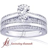 510QWh5tlmL. SL160  0.90 Pear Shaped Diamond Wedding Rings Pave Set SI1 F