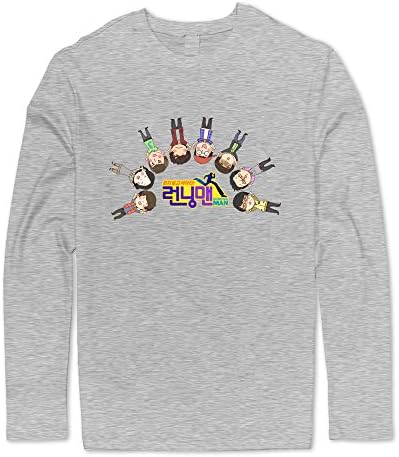 WONE Men's Korean Running Man Long Sleeve T-shirts Ash Medium