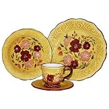 Vineyard Tuscany Garden Dinnerware Set, Dinner Plates 16pc Set