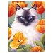 Tree-Free Greetings Cat in Tulips, 160 Page Recycled Paper and Sugarcane Journal, 5.5 x 7.5 x 0.75 Inches, Shades of White, Green, and Orange (21112)