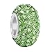 BoRuo Charms 925 Sterling Silver Czech Crystal Peridot Glass Ball Beads Spacers August Birthstone Solid Core Charm Fit Pandora Bracelets.