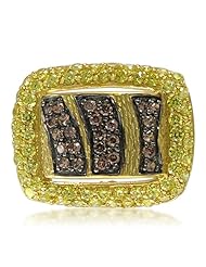 Yellow Gold Overlay Sterling Silver 85 Pieces Color Cubic Zirconia Ring, Size 7