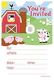 Farm Animals Invitations - Birthday or Baby Shower - Fill In Style (20 Count) With Envelopes