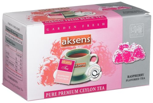 Aksens Pure Premium Ceylon Tea, Raspberry, 25-Count Teabags, 1.7-Ounce Boxes (Pack of 10) by Akens