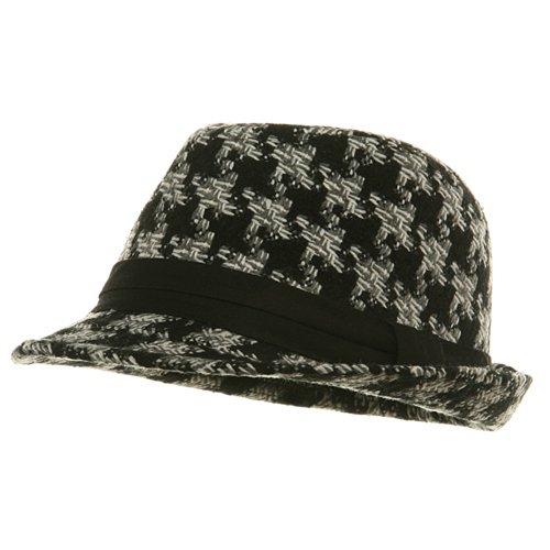 Black Band Tweed Fedora Hat - White W19S43E