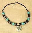 Turquoise and Spiral Pendant Necklace