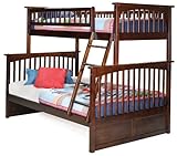 Twin Full Size Bunk Bed Antique Walnut Finish