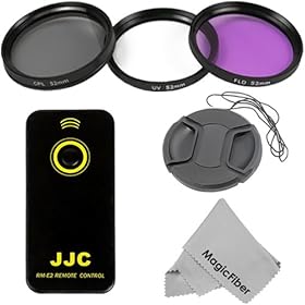 Essential Kit for NIKON DSLR Camera (D7000 D5100 D5000 D3200 D3000 D90 D80 D70s D70 D60 D50 D40X D40 D4) - Includes: Wireless Remote Control + Filter Kit (UV, Fluorescent, Polarizer) + Center-Pinch Lens Cap + Premium MagicFiber Microfiber Cleaning Cloth
