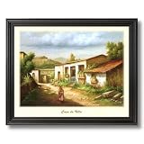 Mexican Casa De Villa Spanish Landscape Home Decor Wall Picture Black Framed Art Print