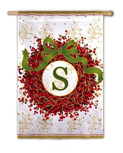 Monogram Holiday Wreath Regular Size Flag S