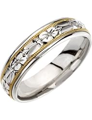 14K White And Yellow Gold - 5.75 mm Two-Tone Hand-Engraved Band