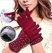 Aircee Women Touchscreen Texting Spandex Velvet Smartphone Rhinestone Stars Gloves
