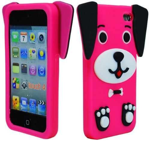 Bastex Cute 3D Silicone Puppy Dog Case for Apple iPod Touch 4, 4th Generation - Hot Pink