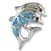 Black CZ and Synthetic Opal Sterling Dolphin Pendant