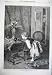 1870 Fine Art Little Girl Looking Table Flowers Print