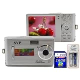 SVP DC-12DX-Silver 12MP Max Thinnest DIGITAL CAMERA VIDEO w SOUND! (SVP 16GB SDHC Memory... by SVP