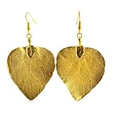 24 Karat Gold Overlay Heart Shape Leaf Dangle earrings