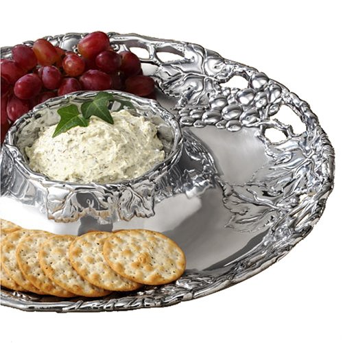 Arthur Court Grape 14-Inch Round Chip and Dip Tray