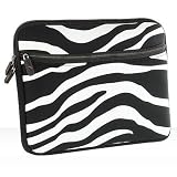 Universal Soft Sleeve Pouch for 8 - 10 Netbook Laptop - Exotic Safari Black White Zebra Print with Double Zipper