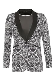M&S Woman Cotton Rich Single Breasted Lace Print Jacket [T91-1723-S]