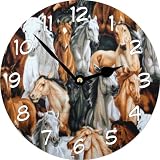 Rikki KnightTM Horses Collage Art Large 11.4 Wall Clock - Ideal Gift for all Occassions