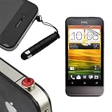 Skque Anti Scratch Screen Protector+Black Stylus Pen with 3.5mm Anti Dust Plug+3.5mm Red Crystal Dustproof Headphone Plug Charm for HTC One V