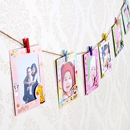MiiSii Home(TM) 6" Cute Cartoon Animal Zoo DIY Paper Photo Frame Display Set with Mini Clothespins And Rope For Kids' Room + FREE GIFT