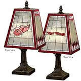 Memory NHL-DRW-462 14 Inch Art-Glass Table Lamp-Red Wings