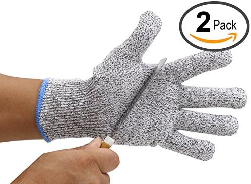 HomeBeck® Cut Resistant Gloves with High Performance Level 5 Protection &amp; EN388 Food Grade - Lightweight, Breathable, and Extra Comfortable,Protect Your Hands Today -One Size,2 Pack (1 Pair)