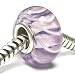 Sterling Silver Round Flower Murano Purple Glass Bead for European Charm Bracelets