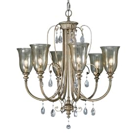 Murray Feiss F2261 6MSH Smokey Topaz Six-Light Chandelier, Moonshadow with Hand Blown... by Murray Feiss