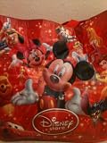 Disney Store Exclusive Disney & Pixar Themed Large Red Shopping Tote Bag Featuring Mickey and Minnie Mouse, Stitch, Pinnochio, Cars Lightning Mcqueen, Winnie the Pooh, Belle, Toy Story Buzz Lightyear, Tinkerbell, Princess Aurora and Cinderella! Also Features Sketches of Other Popular Disney Characters