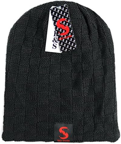 Men's Women's Black Long Slouchy Beanie Knit Hats SkullCaps Winter Outdoor Hat